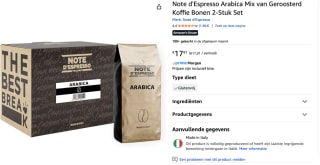 2 Kilo Note d'Espresso Arabica Mix van Geroosterd Koffie Bonen voor €17,91 bij Amazon