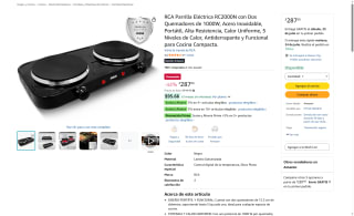 RCA Parrilla Eléctrica 2 Quemadores por $287 | Oferta Amazon