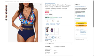 Traje Baño Mujer 1 Pieza por $295 | Oferta Amazon