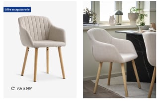 Chaise ADSLEV tissu beige/coloris chêne naturel à 45€