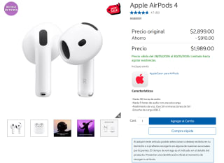 Audífonos AirPods 4 USB-C por $1,989 | Oferta Costco