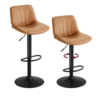 VASAGLE Juego de 2 Taburetes de Bar con Respaldo PU Marrón Caramelo por 59,99€