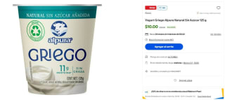 Yogurt Griego Alpura Natural Sin Azúcar por $10 | Oferta Walmart