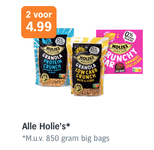 Alle Holie's* 2 voor €4,99 bij de AH