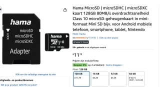 Hama - Micro SDHC Class 10 UI V10 - 100MB/s voor €11,79 bij Amazon