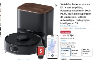 SwitchBot K11+ Robotstofzuiger met dweil voor €179,99 bij Amazon