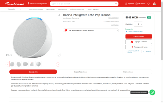 Bocina Alexa Amazon Echo Pop por $649 | Oferta Sanborns
