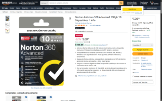 Norton Antivirus 360 por $320 | Amazon
