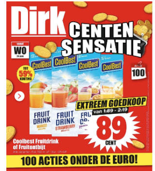 Alle Coolbest Fruitdrink of Fruitontbijt voor €0,89 bij Dirk