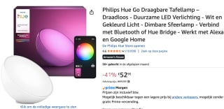 Philips Hue Go Draagbare Tafellamp voor €52,95 bij Amazon