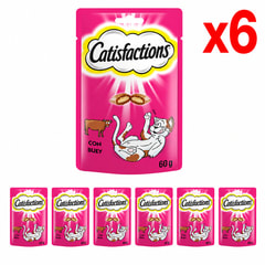 Catisfactions Premios para Gatos, Sabor Buey (Pack de 6 x 60g) por 4.99€