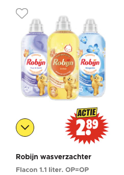 Robijn wasverzachter voor €2,89 bij Dirk