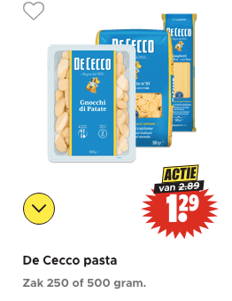 Alle De Cecco pasta voor €1,29 bij Dirk