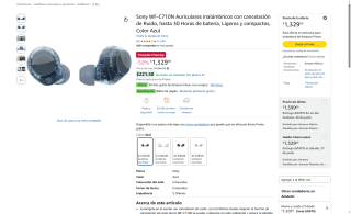 Sony WF-C710N con Cancelación de Ruido por $1,329 | Amazon