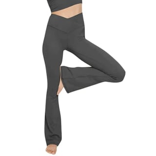 Pantalón Yoga Glacspyg mujer bootcut cintura alta gris por 4,99€