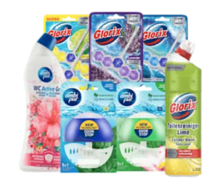 2+5 gratis op alle Glorix en Ambipur Wc gel en toiletblokken bij de Plus