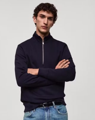 Mango sudadera regular fit cuello cremallera azul marino por 5,99€