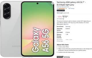 Samsung Galaxy A56 5G 256GB voor €315,30 bij Amazon