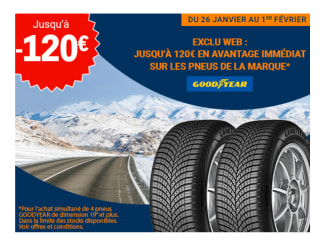 120€ de réduction immédiate sur les pneus Goodyear