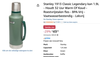 Stanley Classic Legendary thermoskan 1,9 liter voor €49,35 bij Amazon