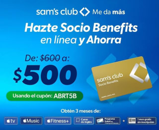 Sam's Club: Membresía Benefits a $500 + 3 Meses Gratis de Apple TV, Music y Fitness
