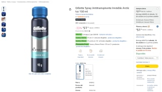 Gillette Spray Antitranspirante Invisible Arctic Ice 150 ml por $35 en Amazon