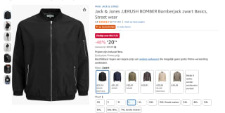 Jack & Jones JJERUSH BOMBER Bomberjack voor €20,74 bij Amazon