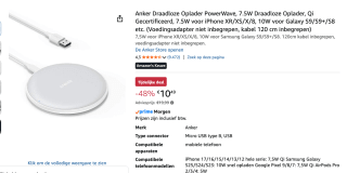 Anker PowerWave 7.5W Draadloze Oplader voor €10,49 bij Amazon