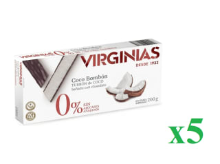 5 x Virginias Turrón de Coco Bombón Sin Azúcares Añadidos Sin Gluten 200g a 12.5€
