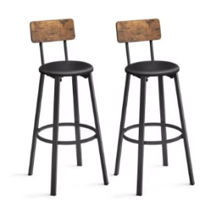 Juego de 2 Taburetes de Barra, Tapizados de PU, Taburete Alto Reposapiés por 40,43€