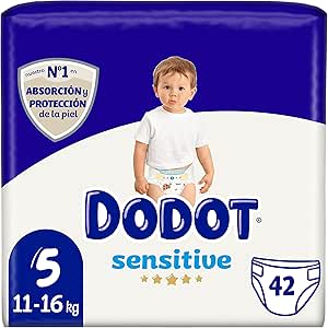 84 pañales DODOT Sensitive - Pañales, 11 A 16 Kg, Blanco, Talla 5 por 20.60€