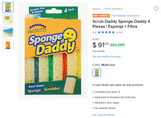 Pack 4 Esponjas Scrub Daddy por $92 | Mercado Libre