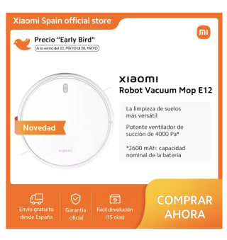Xiaomi Robot Aspirador E12 4000 Pa por 80€