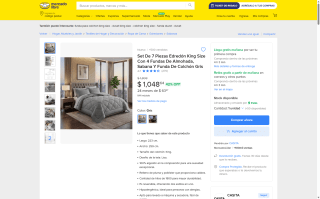 Set Edredón King 7 Piezas 100% Algodón por $1,048 | Mercado Libre