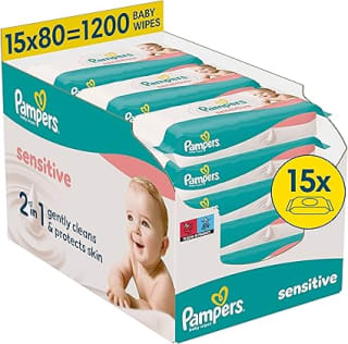 Pampers Billendoekjes Sensitive 15x80 = 1200 stuks voor €17,81 bij Amazon Duitsland