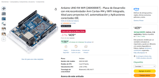Arduino UNO R4 WiFi por $409.49 en Amazon