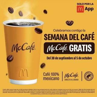 Café Americano Mediano Gratis (340 ml) en McDonald's