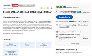 Dolce & Gabbana Light Blue Homme 100ml por $687 en Walmart