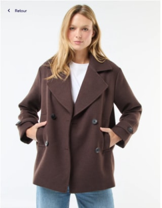 Manteau court façon lainage - Marron à 40€