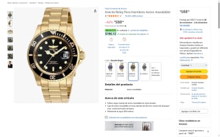 Reloj Invicta Acero Inoxidable por $588 | Amazon