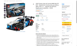 Kit LEGO Technic BMW M4 GT3 por $975 | Oferta Amazon