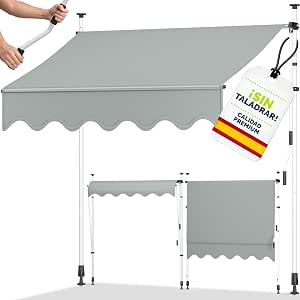 Toldo de gancho Tillvex 250 cm gris claro con manivela manual para balcón por 88.02€