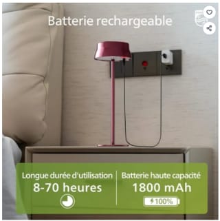 Lampe de table portable sans fil Philips LED à 19,98€