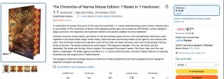 The Chronicles of Narnia Deluxe Edition 7 Books in 1 Hardcover voor €41,99 bij Amazon