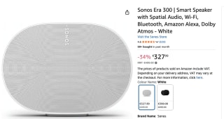 Sonos Era 300 (Wit) voor €327,99 bij Amazon