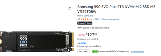 Samsung 990 EVO Plus Interne SSD PCIe 4.0 NVMe 2.0 - 2 TB voor €113 bij Amazon