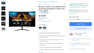 Monitor Balam Rush MGX23C Gamer Curvo 23.8" por $1,539 en Mercado Libre