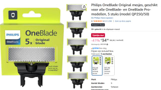 Philips OneBlade Vervangmesjes QP250/50 – 5 stuks voor €34,49 bij Amazon