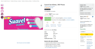 Suavel Servilletas, 380 piezas por $32 en Amazon