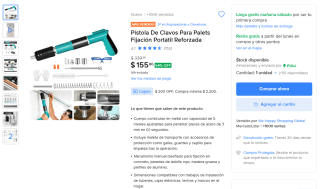Pistola de Clavos para Palets por $156 en Mercado Libre